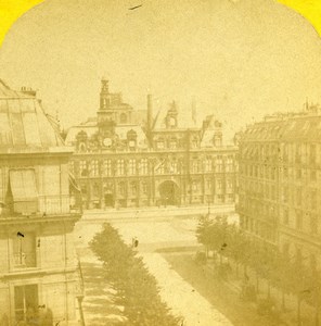 France Paris City Hall Hotel de Ville Old Paris Nouveau Photo Stereoview 1870