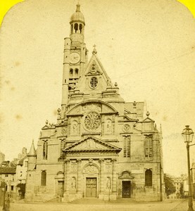 France Paris Saint Etienne du Mont Church Old Hautecoeur Photo Stereoview 1870