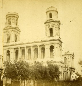 France Paris Eglise Saint Sulpice Church Old Hautecoeur Photo Stereoview 1870