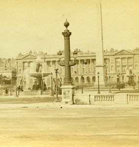 France Paris Place de la Concorde Old Photo Stereoview 1860