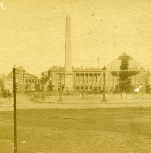 France Paris Place de la Concorde Old Photo Stereoview 1860