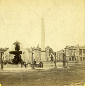 France Paris Place de la Concorde Old Photo Stereoview 1860