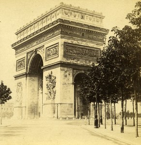 France Paris Place de l Etoile Arc de Triomphe Old Photo Stereoview 1860