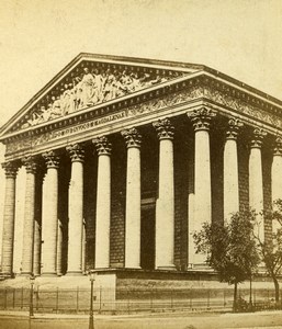 France Paris Eglise de la Madeleine Church Old Photo Stereoview 1870