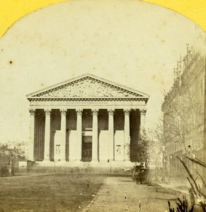 France Paris Eglise de la Madeleine Church Old Photo Stereoview 1859