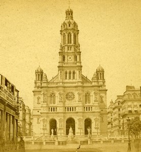 France Paris Eglise de la Trinité Church Old Paris Nouveau Photo Stereoview 1870