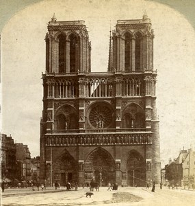 France Notre Dame de Paris Cathedral Old Singley Photo Stereoview 1897