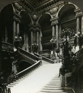 France Paris Opera Grand Stairway Escalier Old William Rau Stereoview Photo 1900