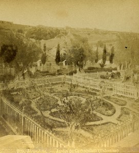 Israel Palestine Jerusalem Gethsemane Garden Old Photo Stereoview 1875