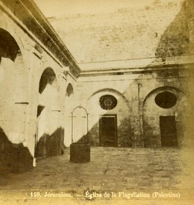 Israel Palestine Jerusalem Church of the Flagellation Old Photo Stereoview 1875