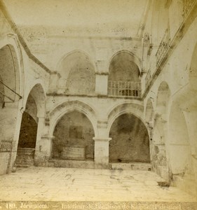 Israel Palestine Jerusalem House of Caiaphas interior Old Photo Stereoview 1875