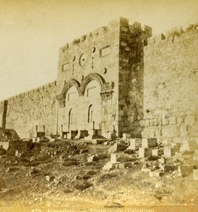 Israel Palestine Jerusalem Golden Gate Sha'ar HaRachamim Photo Stereoview 1875