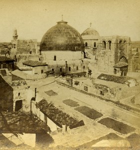 Israel Jerusalem Domes of the Holy Sepulchre Old Photo Stereoview 1875
