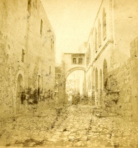 Israel Palestine Jerusalem Arch of Ecce Homo Old Photo Stereoview 1875
