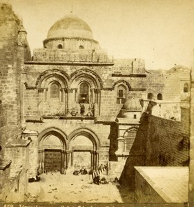 Israel Palestine Jerusalem Church of Holy Sepulchre Old Photo Stereoview 1875
