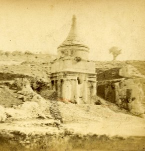 Israel Palestine Jerusalem Tomb of Absalom's Pillar Old Photo Stereoview 1875