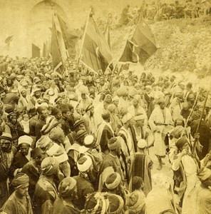 Israel Palestine Jerusalem Muslim Pilgrims Old Photo Stereoview Kilburn 1899