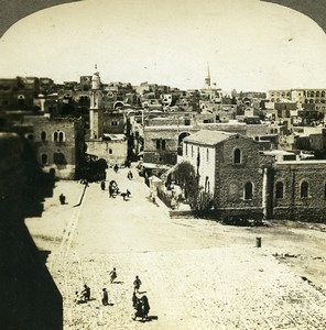 Palestine Bethlehem General View Old Geo Griffith Photo Stereoview 1905