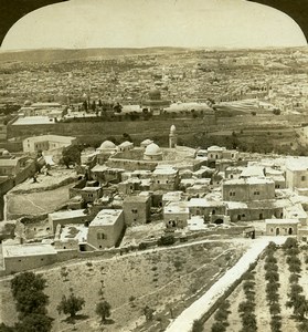 Israel Palestine Jerusalem Panorama Old Photo Stereoview 1908