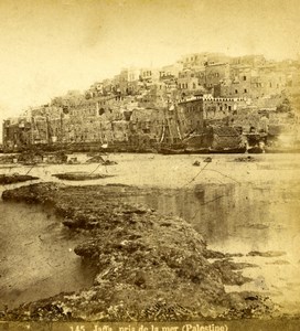 Israel Palestine Jaffa Yafo taken by Sea Old Photo Stereoview 1875