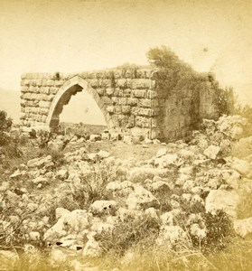 Israel Galilee Mount Tabor Transfiguration Ruins Old Photo Stereoview 1875