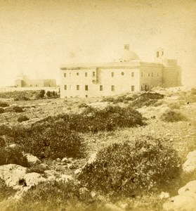Israel Haifa Mount Carmel Stella Maris Monastery Old Photo Stereoview 1875