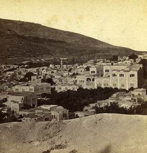 Palestine Nablus Panorama Mount Ebal Neapolis Old Photo Stereoview Bonfils 1880