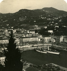 France Nice Harbour Panorama taken from Castle Old Stereo Photo NPG 1905