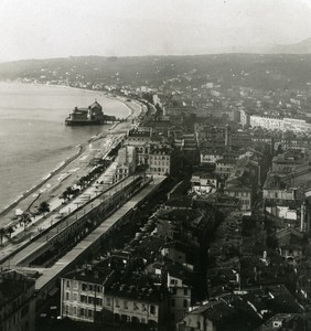 France Nice Beach Casino Panorama taken from Castle Old Stereo Photo NPG 1905