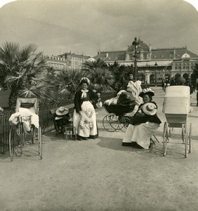 France Nice Mothers or Nannies & Prams in New Gardens Old Stereo Photo NPG 1905