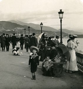 France Monte Carlo Terrace of Casino Sunday Walk Old Stereo Photo NPG 1905