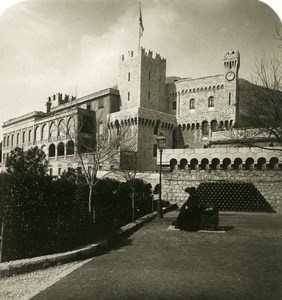 France Monaco Castle general view Cannonballs Old Stereo Photo NPG 1905