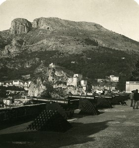 France Monaco Castle Terrace Cannons Cannonballs Old Stereo Photo NPG 1905