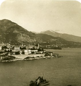 France Monaco Panorama from Castle towards Menton Old Stereo Photo NPG 1905