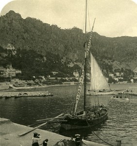 France Beaulieu-sur-Mer Harbor Sailboat Old Stereo Photo NPG 1905