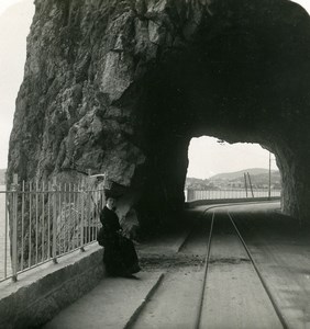 France Beaulieu-sur-Mer road Tunnel Old Stereo Photo NPG 1905