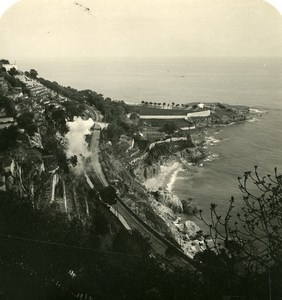 France la Turbie road to Eze Pointe de Cabuel Old Stereo Photo NPG 1905