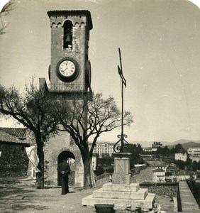 France Cannes Suquet Mont Chevalier Clock Tower Old Stereo Photo NPG 1905