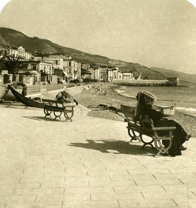 France Menton Promenade du Midi Seafront Old Stereo Photo NPG 1905