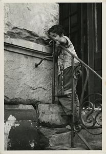 Shy Boy on old Stone Stairs Chris Mackey Photo 1960's