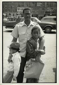 Father & 2 Boys in Street Chris Mackey Photo 1970's