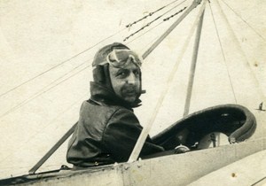 Louis Bleriot Aviation Pioneer in Cockpit old Photo 1910