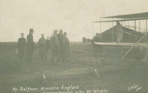 Wilbur Wright & Artur Balfour Aviation Pioneer in Pau old Photo 1909