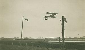 Voisin Goupy Biplane in flight Aviation old Photo 1910