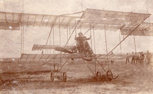 Russie Aviation Pilote et Passager sur Biplan Farman? Ancienne Photo 1910's