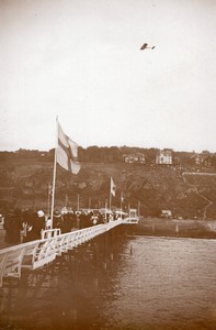 Trouville Jetee Promenade Morane in a Bleriot Monoplane Aviation old Photo 1910