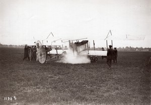 Juvisy French Aviation Maurice Chevillard in H Farman biplane old Rol Photo 1913