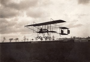 Etampes Aviation Coupe Femina Helene Dutrieu sur Farman Ancienne Photo Branger 1910