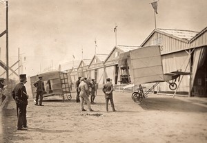 Italie Meeting de Brescia Biplan Voisin de Rougier Aviation Ancienne Photo 1909